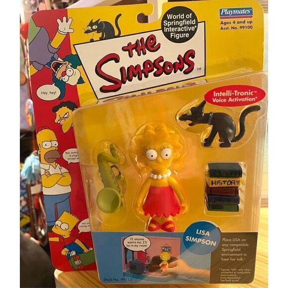 The Simpsons WOS World Of Springfield Lisa Simpson Figure Series 1 Playmates MOC - Picture 1 of 5